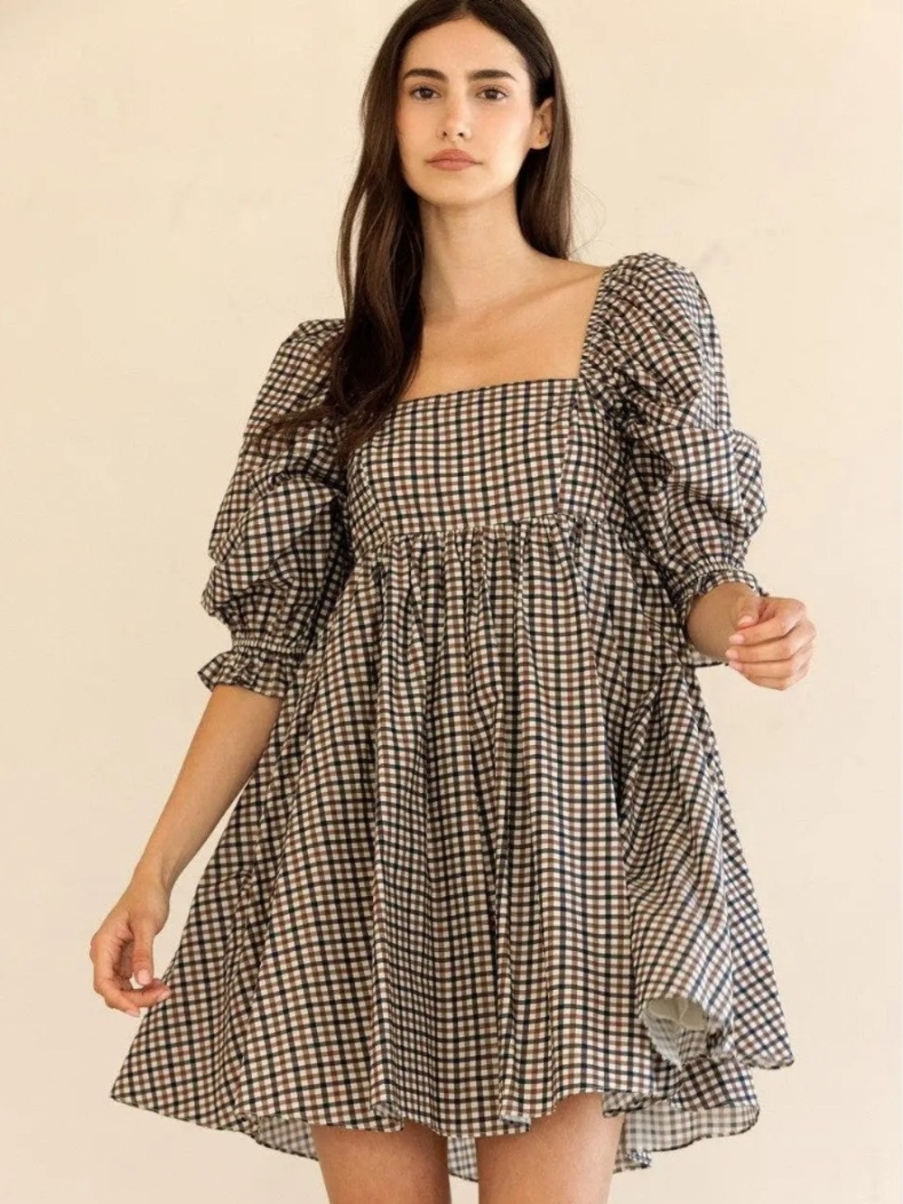 Bella Mini Dress in Navy/Brown